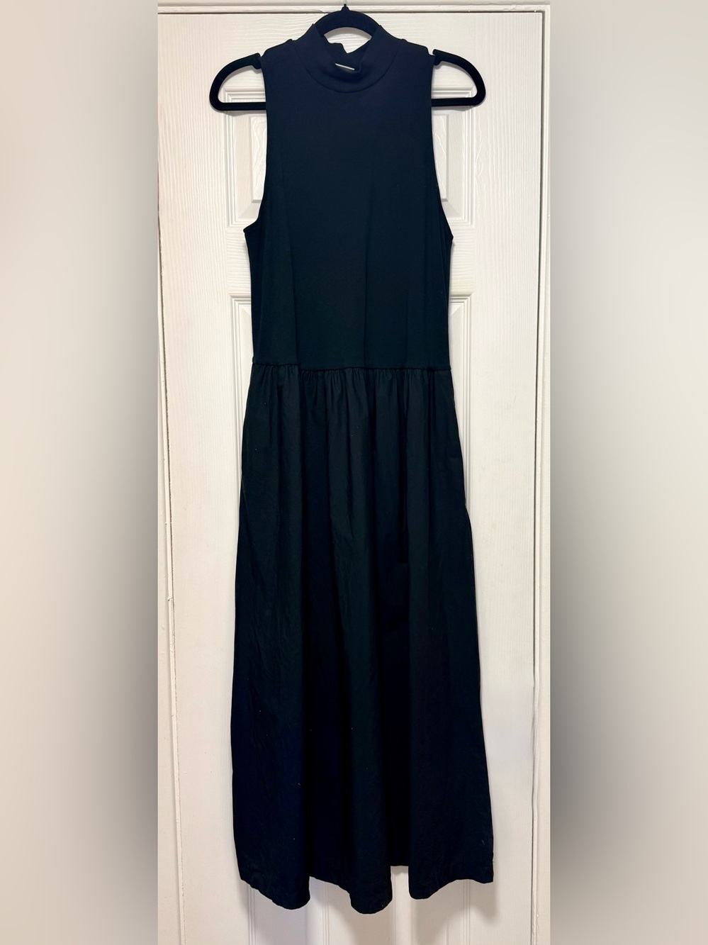 Sleeveless Mock Neck Maxi Dress in Black